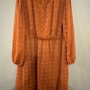 Elegant Orange Textured Women's Dress